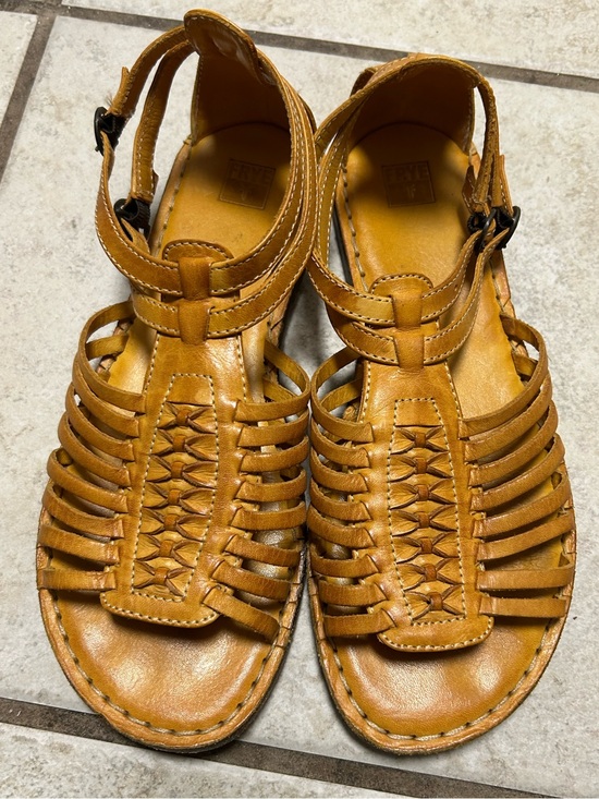 Frye Shoes - Frye Tan Leather Woven Fisherman Sandals